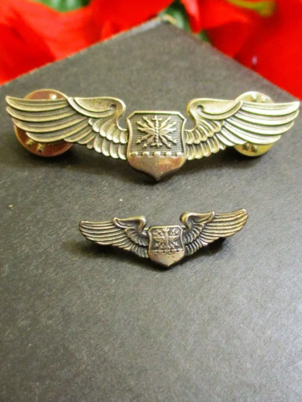 USAF Enlisted Navigator Wing Pair: Sterling Silver NS Meyer